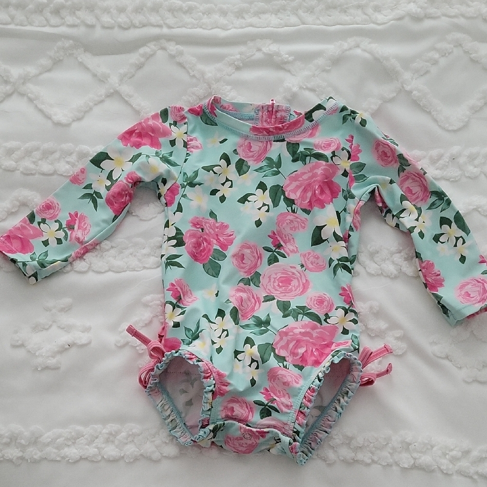 Floral Long Sleeve Baby Swimsuit